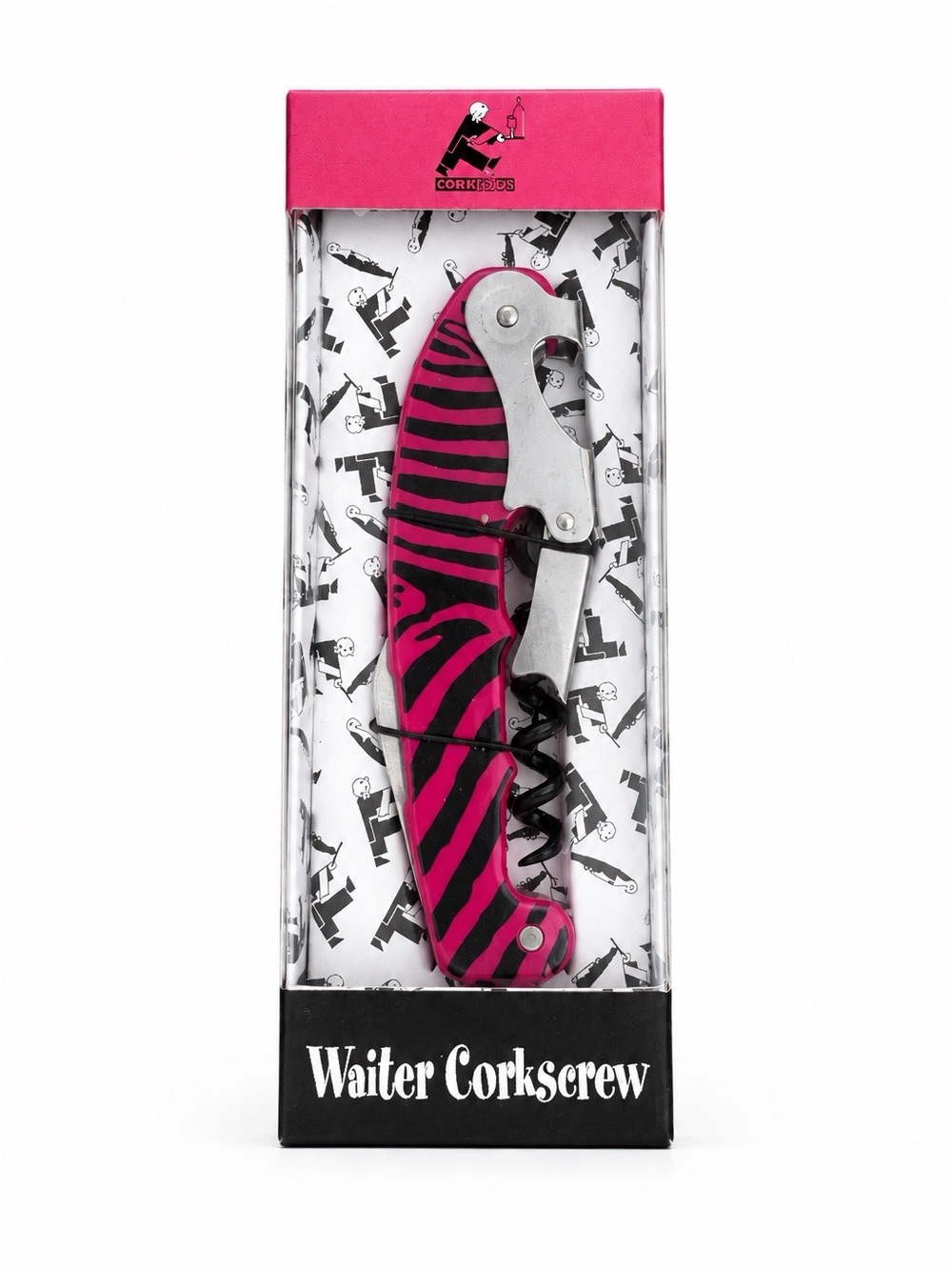 Cork Pops Waiter Corkscrew - Pink Zebra